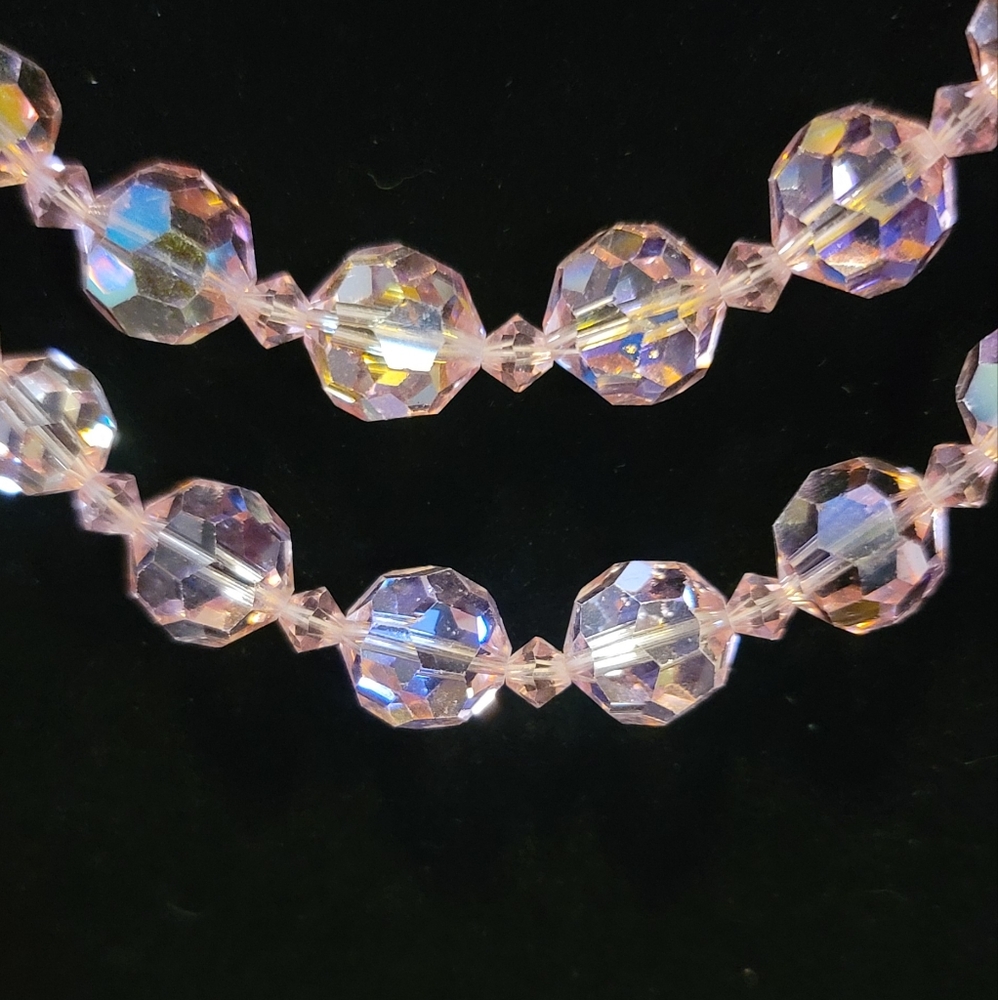 Vintage 1950's Austrian Aurora Borealis Crystal Necklace and Earrings - Picture 2 of 7